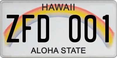 HI license plate ZFD001