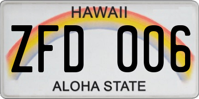 HI license plate ZFD006