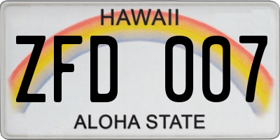 HI license plate ZFD007