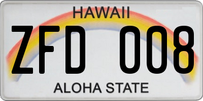 HI license plate ZFD008