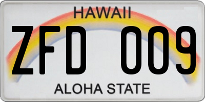 HI license plate ZFD009