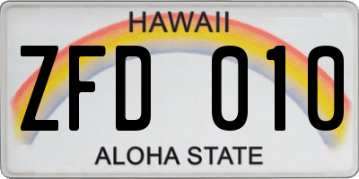HI license plate ZFD010