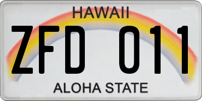 HI license plate ZFD011
