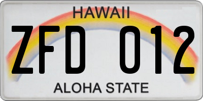 HI license plate ZFD012