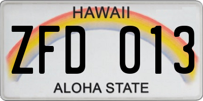 HI license plate ZFD013