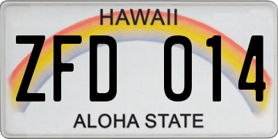 HI license plate ZFD014