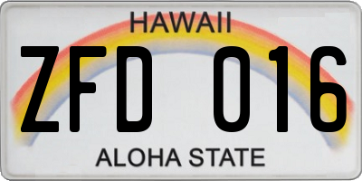 HI license plate ZFD016
