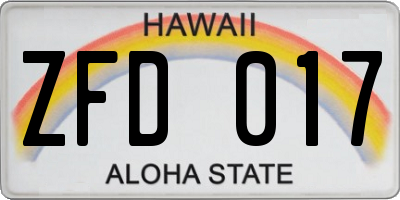 HI license plate ZFD017