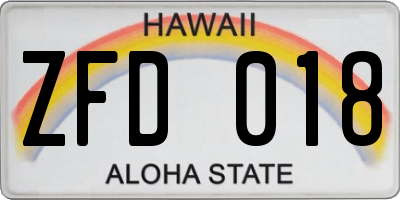 HI license plate ZFD018