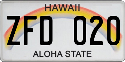HI license plate ZFD020