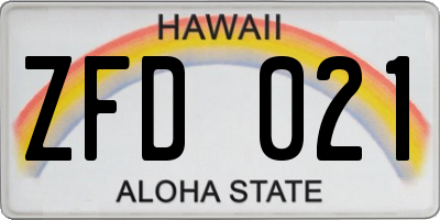 HI license plate ZFD021