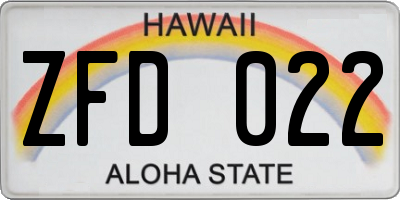 HI license plate ZFD022