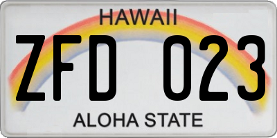 HI license plate ZFD023
