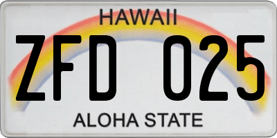 HI license plate ZFD025