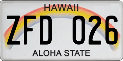 HI license plate ZFD026