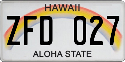 HI license plate ZFD027