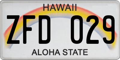 HI license plate ZFD029