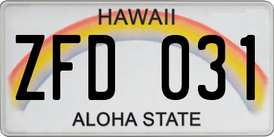 HI license plate ZFD031