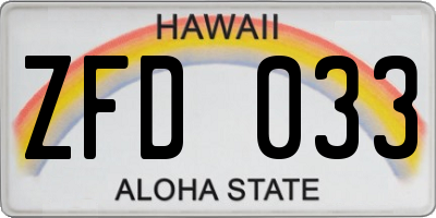 HI license plate ZFD033