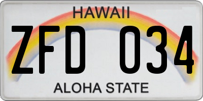 HI license plate ZFD034
