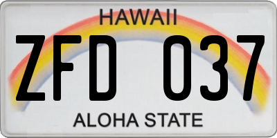 HI license plate ZFD037