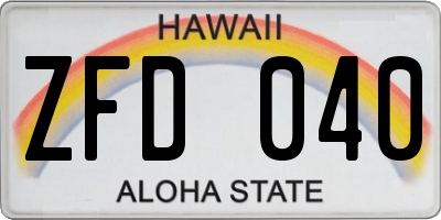 HI license plate ZFD040
