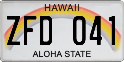 HI license plate ZFD041