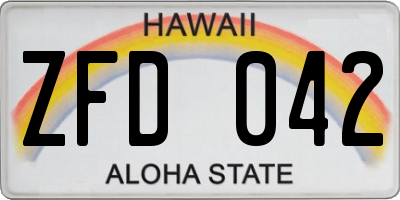 HI license plate ZFD042
