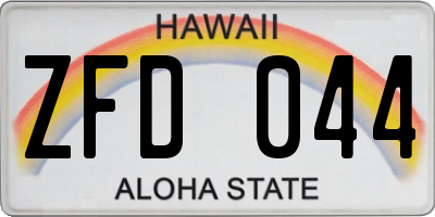 HI license plate ZFD044