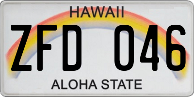 HI license plate ZFD046