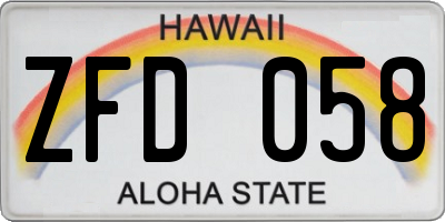 HI license plate ZFD058