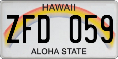 HI license plate ZFD059