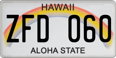 HI license plate ZFD060