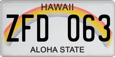 HI license plate ZFD063