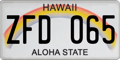 HI license plate ZFD065