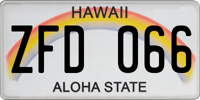 HI license plate ZFD066