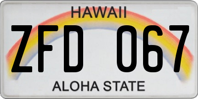 HI license plate ZFD067