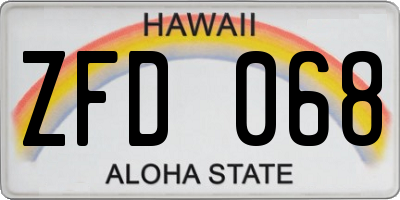 HI license plate ZFD068