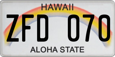 HI license plate ZFD070