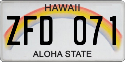 HI license plate ZFD071