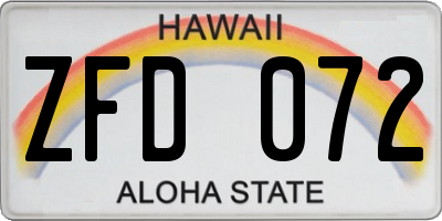 HI license plate ZFD072