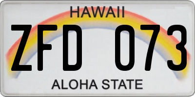 HI license plate ZFD073