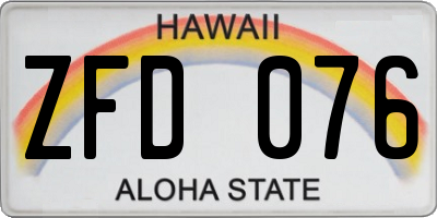 HI license plate ZFD076