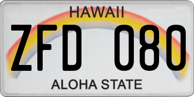 HI license plate ZFD080