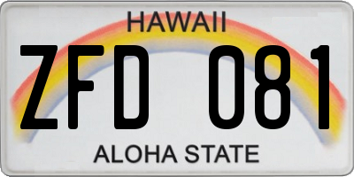 HI license plate ZFD081