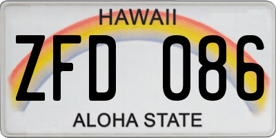 HI license plate ZFD086