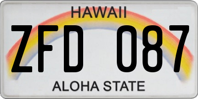 HI license plate ZFD087