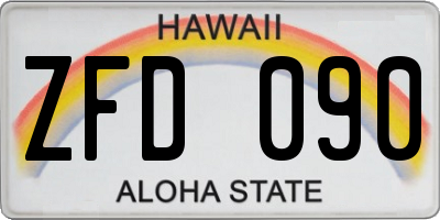 HI license plate ZFD090