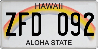 HI license plate ZFD092