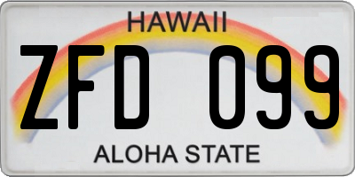 HI license plate ZFD099